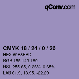カラーコード: CMYK 18 / 24 / 0 / 26 | qconv.com