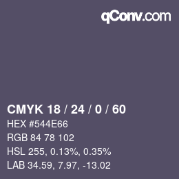 カラーコード: CMYK 18 / 24 / 0 / 60 | qconv.com