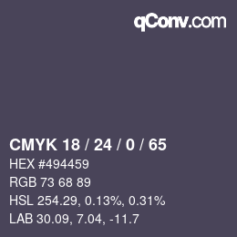 颜色代码: CMYK 18 / 24 / 0 / 65 | qconv.com