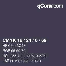 Color code: CMYK 18 / 24 / 0 / 69 | qconv.com