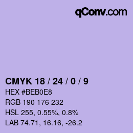 颜色代码: CMYK 18 / 24 / 0 / 9 | qconv.com