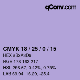 カラーコード: CMYK 18 / 25 / 0 / 15 | qconv.com