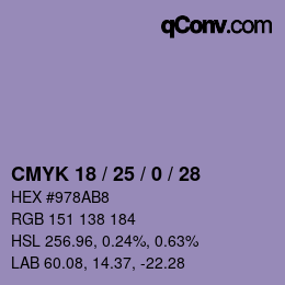Color code: CMYK 18 / 25 / 0 / 28 | qconv.com