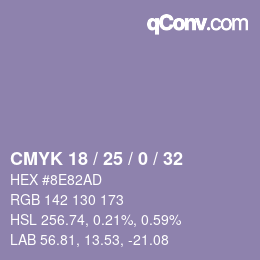 Color code: CMYK 18 / 25 / 0 / 32 | qconv.com