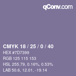 颜色代码: CMYK 18 / 25 / 0 / 40 | qconv.com