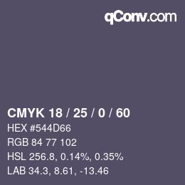 颜色代码: CMYK 18 / 25 / 0 / 60 | qconv.com