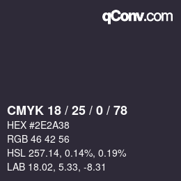 Color code: CMYK 18 / 25 / 0 / 78 | qconv.com