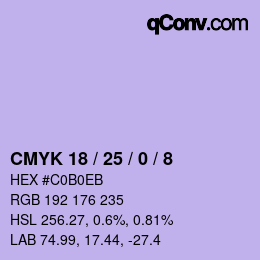 Farbcode: CMYK 18 / 25 / 0 / 8 | qconv.com