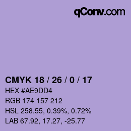 Color code: CMYK 18 / 26 / 0 / 17 | qconv.com