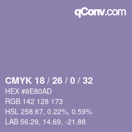 カラーコード: CMYK 18 / 26 / 0 / 32 | qconv.com