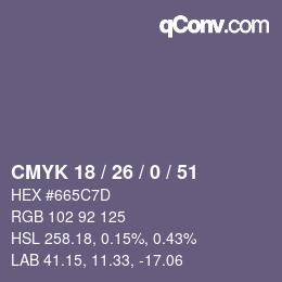 Color code: CMYK 18 / 26 / 0 / 51 | qconv.com