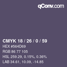 Color code: CMYK 18 / 26 / 0 / 59 | qconv.com