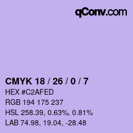 Color code: CMYK 18 / 26 / 0 / 7 | qconv.com