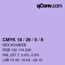 Color code: CMYK 18 / 26 / 0 / 8 | qconv.com