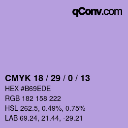 カラーコード: CMYK 18 / 29 / 0 / 13 | qconv.com