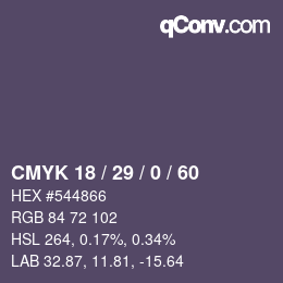 Color code: CMYK 18 / 29 / 0 / 60 | qconv.com