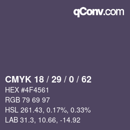 カラーコード: CMYK 18 / 29 / 0 / 62 | qconv.com