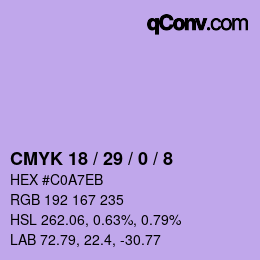Color code: CMYK 18 / 29 / 0 / 8 | qconv.com