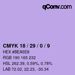 カラーコード: CMYK 18 / 29 / 0 / 9 | qconv.com