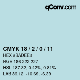 カラーコード: CMYK 18 / 2 / 0 / 11 | qconv.com