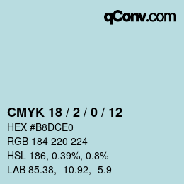 カラーコード: CMYK 18 / 2 / 0 / 12 | qconv.com