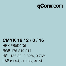 Color code: CMYK 18 / 2 / 0 / 16 | qconv.com