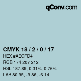 カラーコード: CMYK 18 / 2 / 0 / 17 | qconv.com
