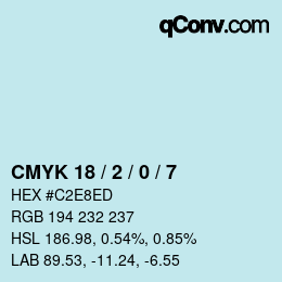 カラーコード: CMYK 18 / 2 / 0 / 7 | qconv.com