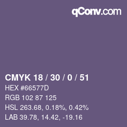 Color code: CMYK 18 / 30 / 0 / 51 | qconv.com