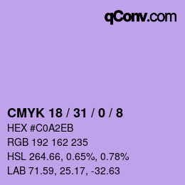 Color code: CMYK 18 / 31 / 0 / 8 | qconv.com