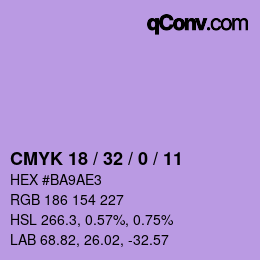 カラーコード: CMYK 18 / 32 / 0 / 11 | qconv.com