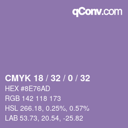 カラーコード: CMYK 18 / 32 / 0 / 32 | qconv.com
