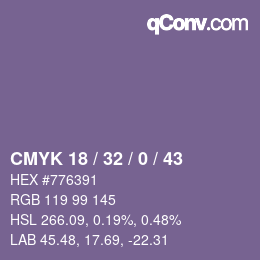 Code couleur: CMYK 18 / 32 / 0 / 43 | qconv.com