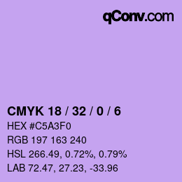 Color code: CMYK 18 / 32 / 0 / 6 | qconv.com