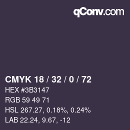 Color code: CMYK 18 / 32 / 0 / 72 | qconv.com