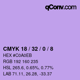 Color code: CMYK 18 / 32 / 0 / 8 | qconv.com