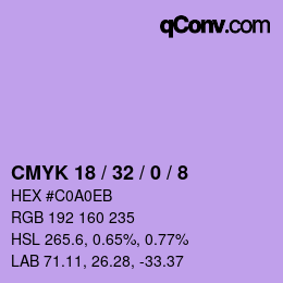 カラーコード: CMYK 18 / 32 / 0 / 8 | qconv.com