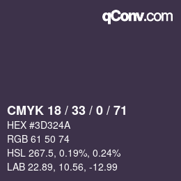 Color code: CMYK 18 / 33 / 0 / 71 | qconv.com