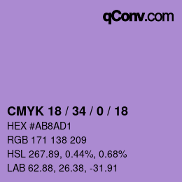 カラーコード: CMYK 18 / 34 / 0 / 18 | qconv.com