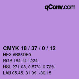 カラーコード: CMYK 18 / 37 / 0 / 12 | qconv.com