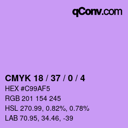 カラーコード: CMYK 18 / 37 / 0 / 4 | qconv.com