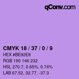 颜色代码: CMYK 18 / 37 / 0 / 9 | qconv.com