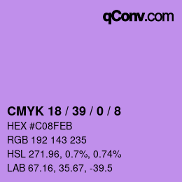 Color code: CMYK 18 / 39 / 0 / 8 | qconv.com