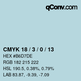 Color code: CMYK 18 / 3 / 0 / 13 | qconv.com