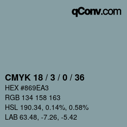 カラーコード: CMYK 18 / 3 / 0 / 36 | qconv.com