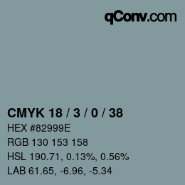 颜色代码: CMYK 18 / 3 / 0 / 38 | qconv.com