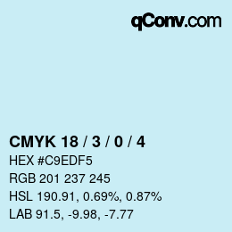 颜色代码: CMYK 18 / 3 / 0 / 4 | qconv.com
