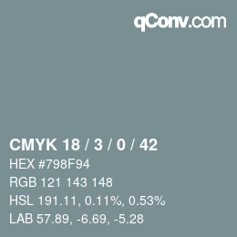 Color code: CMYK 18 / 3 / 0 / 42 | qconv.com