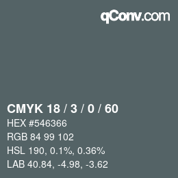 颜色代码: CMYK 18 / 3 / 0 / 60 | qconv.com