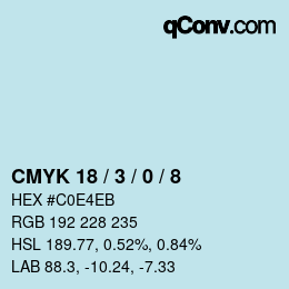カラーコード: CMYK 18 / 3 / 0 / 8 | qconv.com
